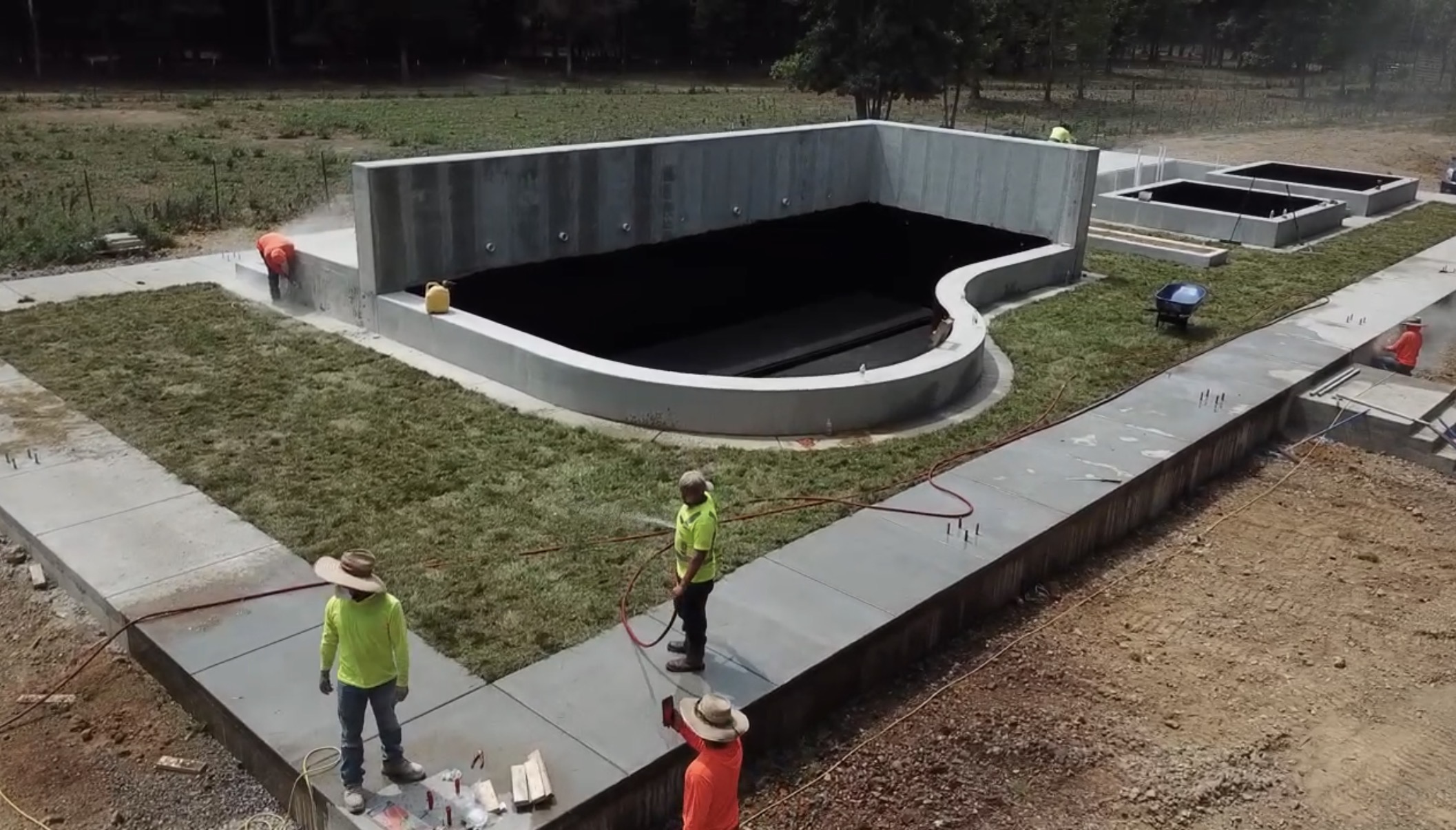 Concrete pond construction